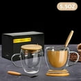 thumbnail image 2 of PARACITY Double Wall Glass Coffee Mugs set of 2 with Bamboo Lid/ Spoon, Insulated ClearEspresso Cups Set 5.5 OZ with Hand for Tea/ Cappuccino/ Latte/ Coffee, Borosilicate Glassware, 2 of 6