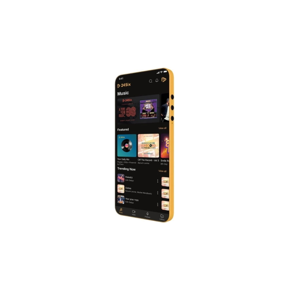 24Six Family Player 2 Kosher Media Player with 64GB Storage (Black/Orange )