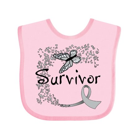 

Inktastic Brain Cancer Survivor- butterfly ribbon Gift Baby Boy or Baby Girl Bib