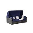 thumbnail image 5 of 5 Outdoor Patio Daybed With Canopy & Side Table. Strong All-weather , Fully Welded Steel. Large Washable Cushions. - Breathable Fabric. Effortless Movement Curved Back. Gray , Dark Blue Seats 6, 5 of 6