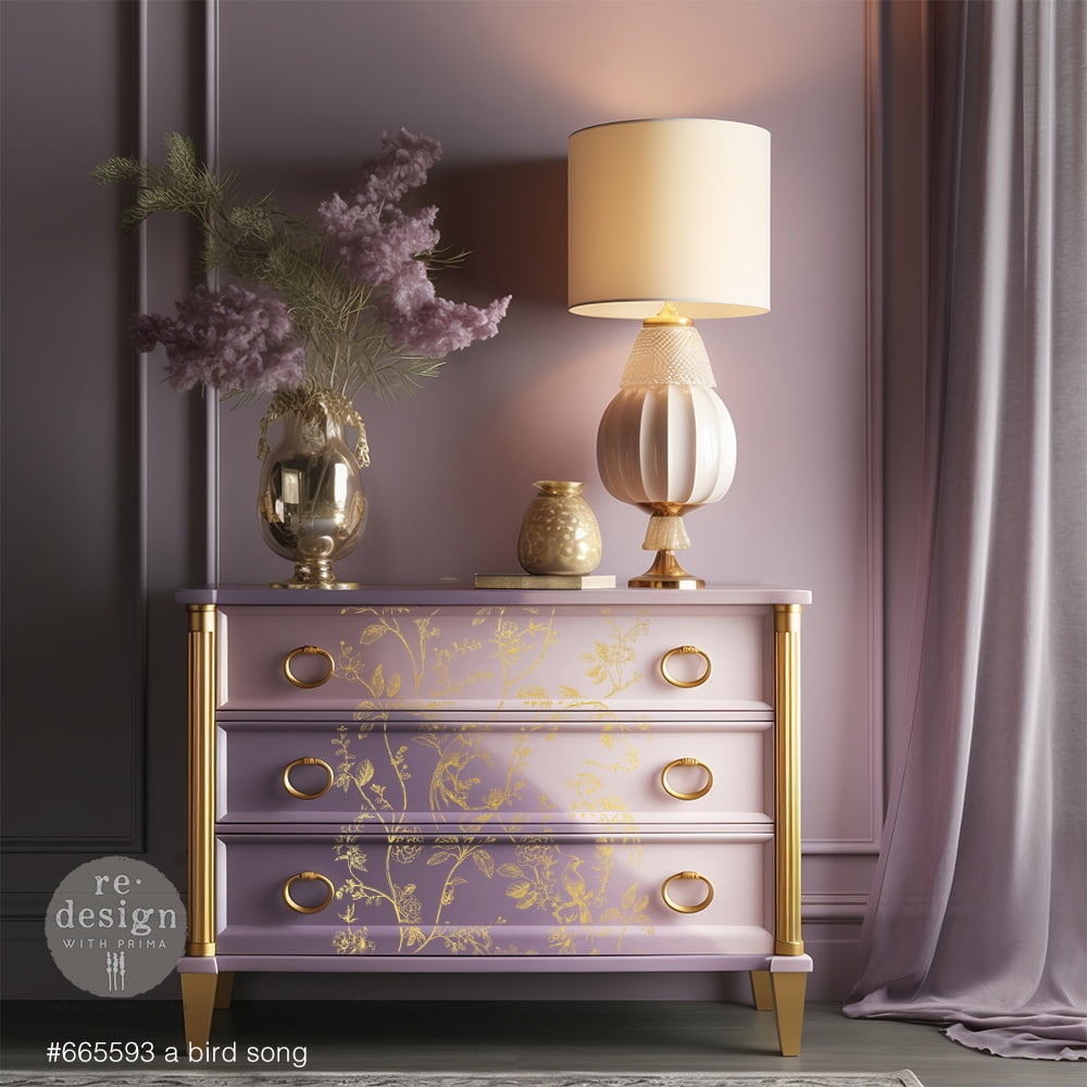 Prima Marketing Re-Design Gold Foil Kacha Decor Transfers-A Bird Song