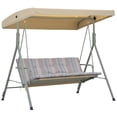 thumbnail image 1 of Outsunny 3-Seat Patio Swing Chair, Outdoor Porch Swing Glider, Light Brown, 1 of 10