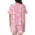 thumbnail image 3 of Lsque Pink Flamingos and Flowers Women's Short-Sleeved Pajama Set - 2 Piece Soft and Lightweight Sleepwear Set-Small, 3 of 9