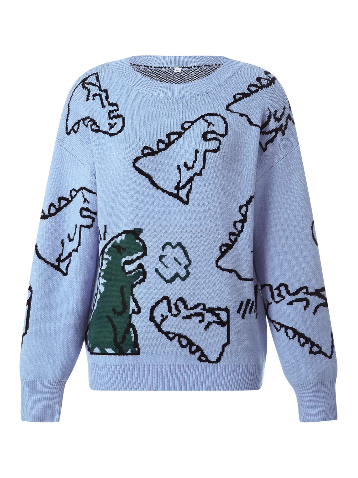 WakeUple Women Dinosaur Print Knit Sweater Aesthetic Harajuku Oversized  Pullover E Girl Streetwear Preppy Sweater - Walmart.com