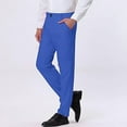 thumbnail image 3 of Mens Dress Pants Business Casual Solid Color Chino Pants Comfort Straight Leg Suit Trousers with Pockets, Blue, S, 3 of 6