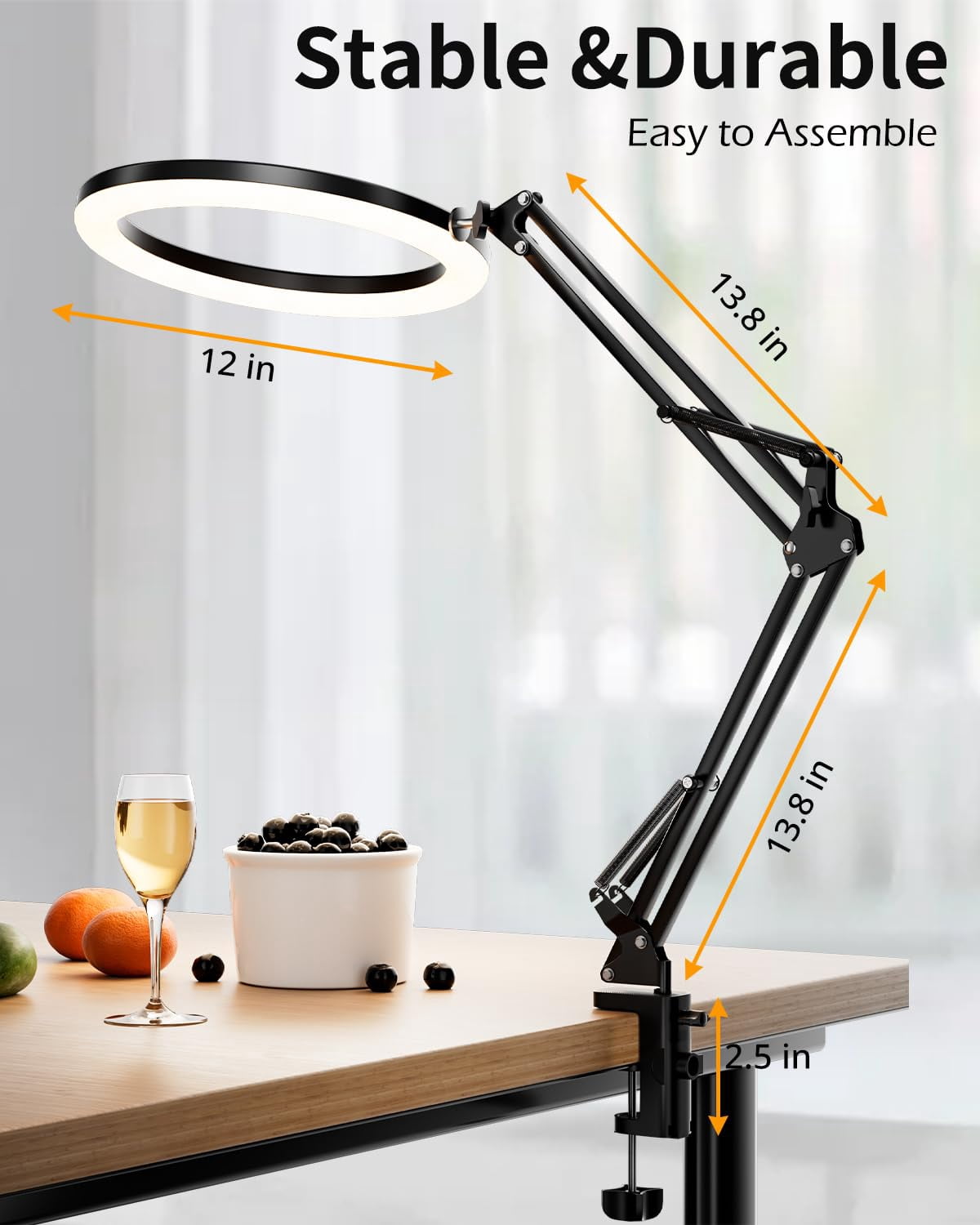 12'' Ring Light With Overhead Phone Mount  Led Selfie Stand And Holder For Laptop Desk Video Recording Zoom Meeting Live Streaming