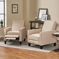 thumbnail image 3 of Noble House Darvis Set of 2 Fabric Recliner Chairs, Beige with Dark Brown Legs, 3 of 10
