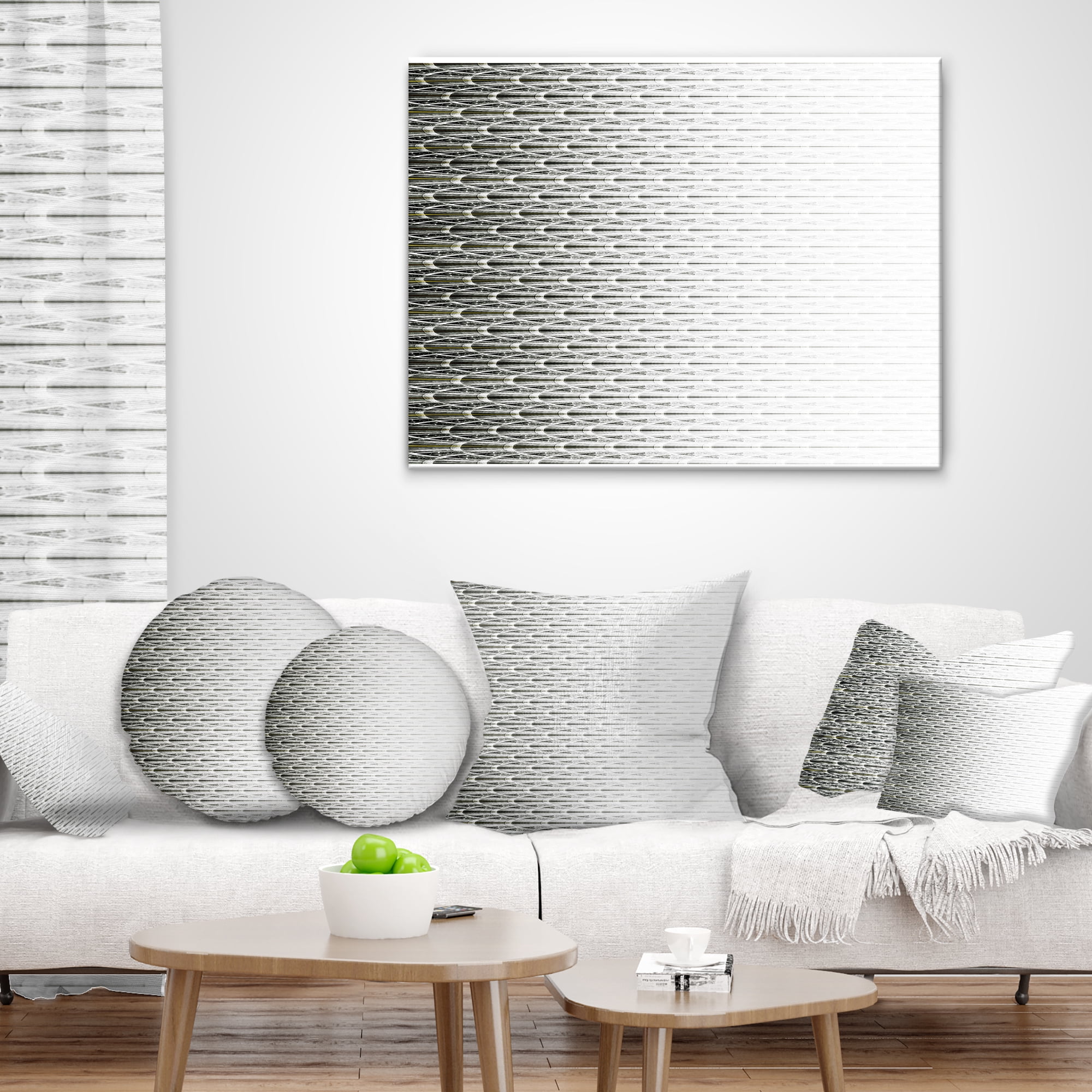 Designart White Symmetrical Fractal Flower - Abstract Throw Pillow - 12x20