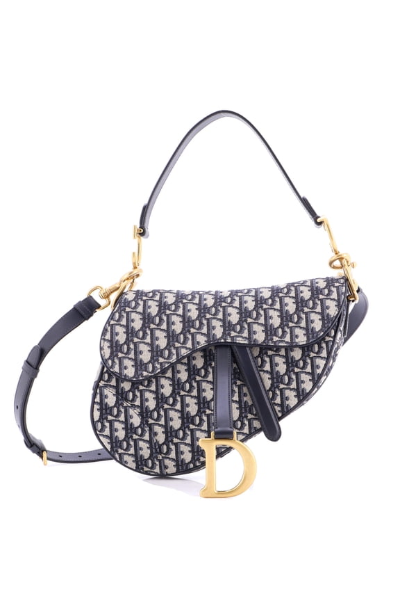 Pre-Owned Saddle Handbag with Strap Oblique Canvas Medium By Rebag
