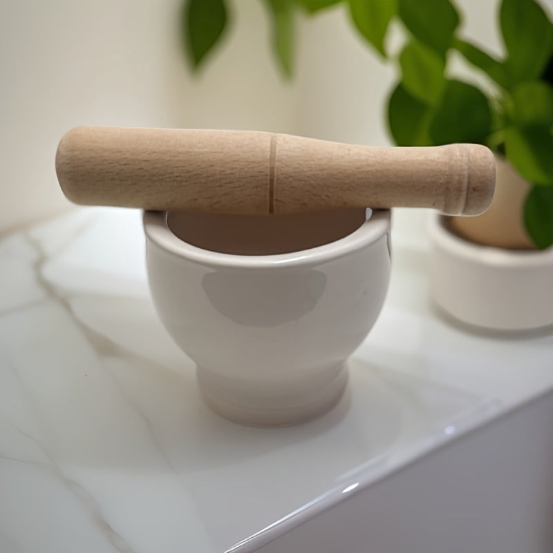 Manual garlic masher, white ceramic garlic masher, household garlic press, grinder, pounding bowl, pounding bowl, medicine jar
