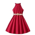 thumbnail image 2 of Qingpeng Girls Summer Dress Halter Neck Sundress A-Line Swing Party Dresses for 6-13 Years, 2 of 3