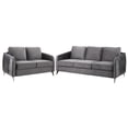 thumbnail image 2 of Hathaway Gray Velvet Fabric Sofa Loveseat Living Room Set, 2 of 4