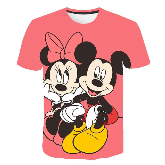Disney Kids T-shirt Mickey Mouse Cartoon Girl T-shirt Short Sleeve Kids Street o Collar Kids Girl Loose T-shirt Ages 1-1412M Gao Jinjia LED