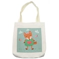 thumbnail image 1 of Fox Tote Bag, Nursery Themed Illustration of Animal with Dress and Bow, Cloth Linen Reusable Bag for Shopping Books Beach and More, 16.5" X 14", Cream, by Ambesonne, 1 of 2