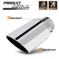 thumbnail image 4 of M-AUTO 5Inch Inlet 8Inch Outlet Stainless Steel 15"Exhaust Muffler Tip Straight-Through Slant Cut Roll Tip,Chrome, 4 of 10