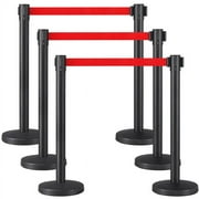 Alden Design Retractable Belt Stanchion Nylon Rope Crowd Control Barriers Safety Stanchion for Queuing Lines,Set of 6