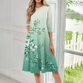thumbnail image 2 of FrzhBrz Women's Plus A-Line Swing Dress Floral Printed 2025 Casual Cute Midi Dress 3/4 Sleeves Crew Neck Flowy Midi Dress with Pockets, 2 of 6