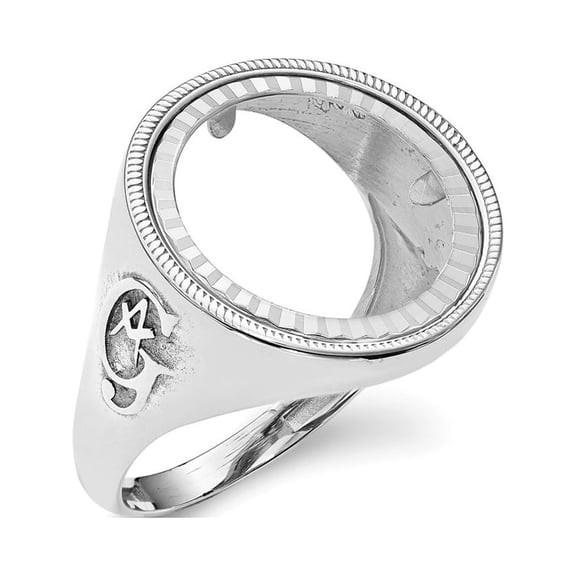 14K White Gold Ring Band Themed Holds 1 10oz American Eagle coin Product does not include