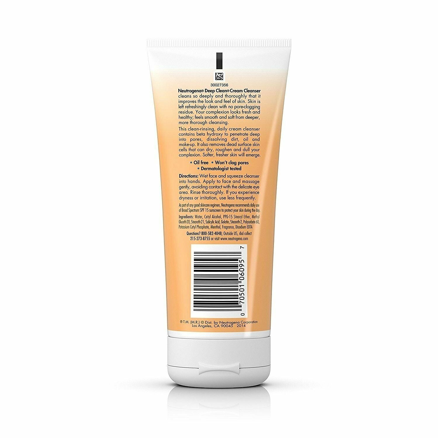"3 Pack Neutrogena Deep Clean Cream Cleanser, Oil Free 7 oz (200 g) Each"