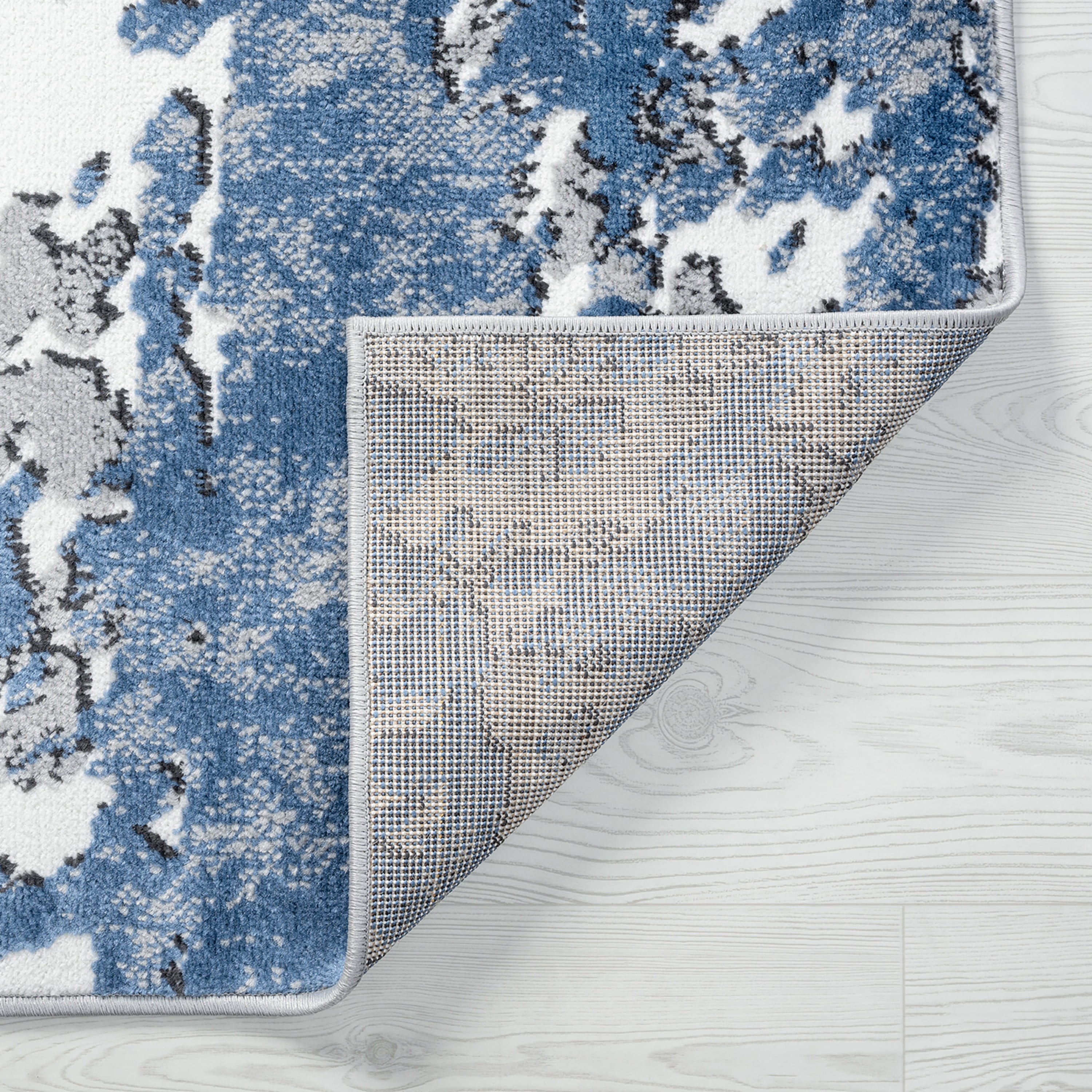 Contemporary 5x8 Area Rug (5'3'' x 7'3'') Abstract Blue, Gray Living Room Easy to Clean