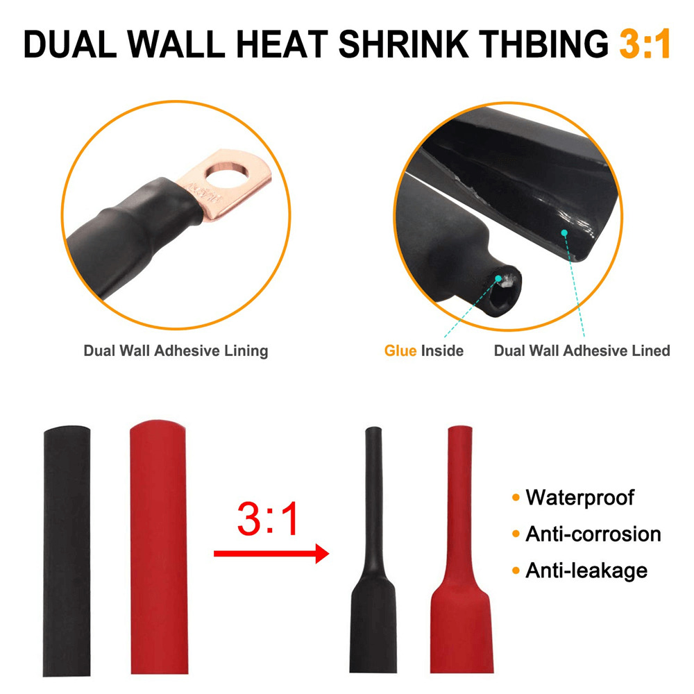 50PCS Copper Ring Terminal Wire Crimp Battery Electrical Cable Lug Connectors