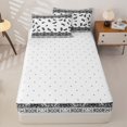thumbnail image 4 of Homewish Bohemian Paisley Zipper Twin Comforter Sets with Fitted Sheet and 2 Pillowcases,White Black Damask Zipper Bedding Set,Reversible,4pcs, 4 of 8