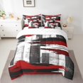 thumbnail image 2 of Erosebridal Watercolor Red Black Gray Bedding Sets Full Size, Abstract Lines Comforter Sets with Sheets, Geometric Bedroom Decor Breathable 7pcs, 2 of 5