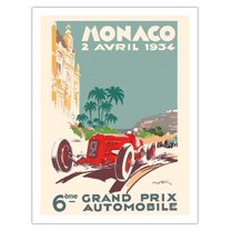 6th Monaco Grand Prix 1934 - Formula One - Vintage Car Racing Poster by Géo Ham (Georges Hamel) - Fine Art Matte Paper Print (Unframed) 20x26in