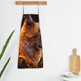 thumbnail image 5 of Zufioo Gold Flame Pattern Wolf Print Tie-up Apron, Unisex Kitchen Apron - Oil-proof, Stain-proof and Waterproof, Suitable for Restaurants and Service Industries-One Size, 5 of 9