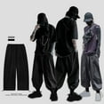 thumbnail image 6 of sunsanly Men Bloomers Japanses Style Loose Deep Crotch Solid Color Drawstring Elastic Waist Ankle-banded Soft Breathable Hip Hop Streetwear Long Trousers Harem Pants, 6 of 7
