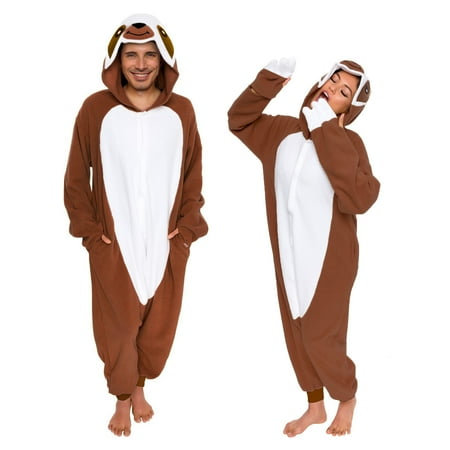 

Sloth One Piece - Plush Adult Animal Costume Jumpsuit by FUNZIEZ! (Dark Brown Medium)