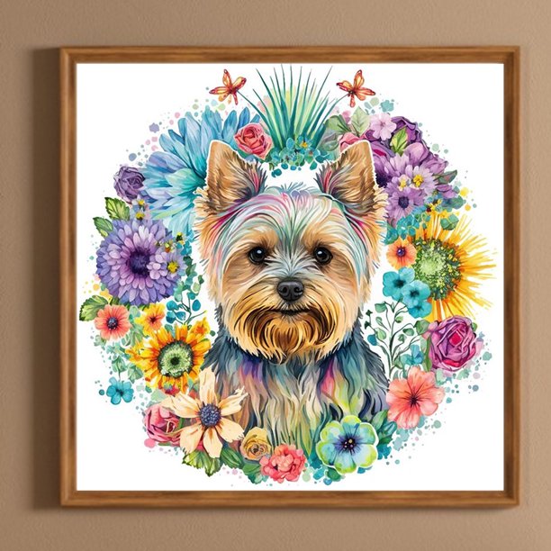 Cuadros Decorativos 5D bricolaje taladro redondo completo diamante pintura perro Kit arte decoración del hogar (E2432) Wdftyju embutido en tela