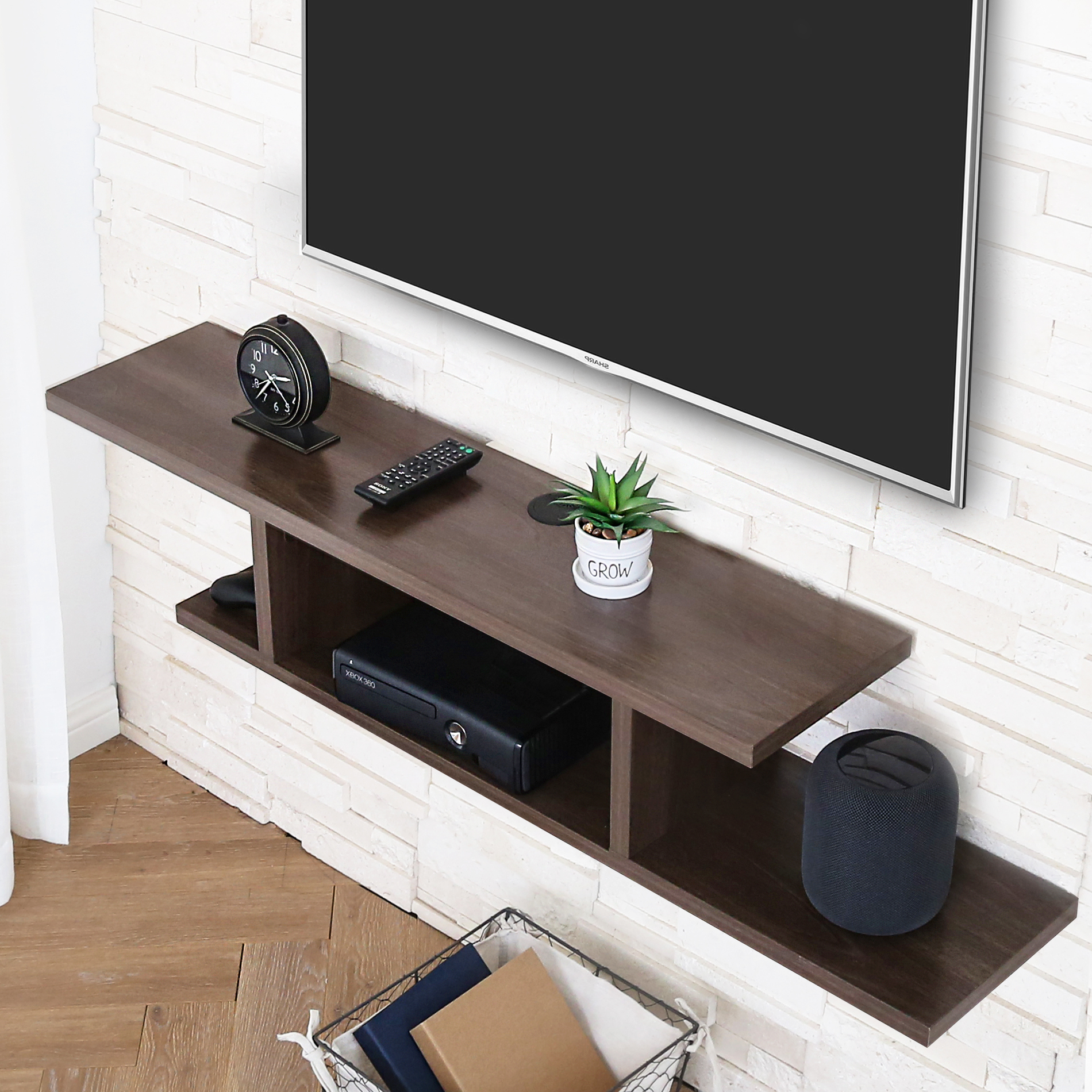 FITUEYES Floating Wall Mounted TV Console Storage Shelf Modern TV Stand Media Console Walnut DS211802WW - image 5 of 6