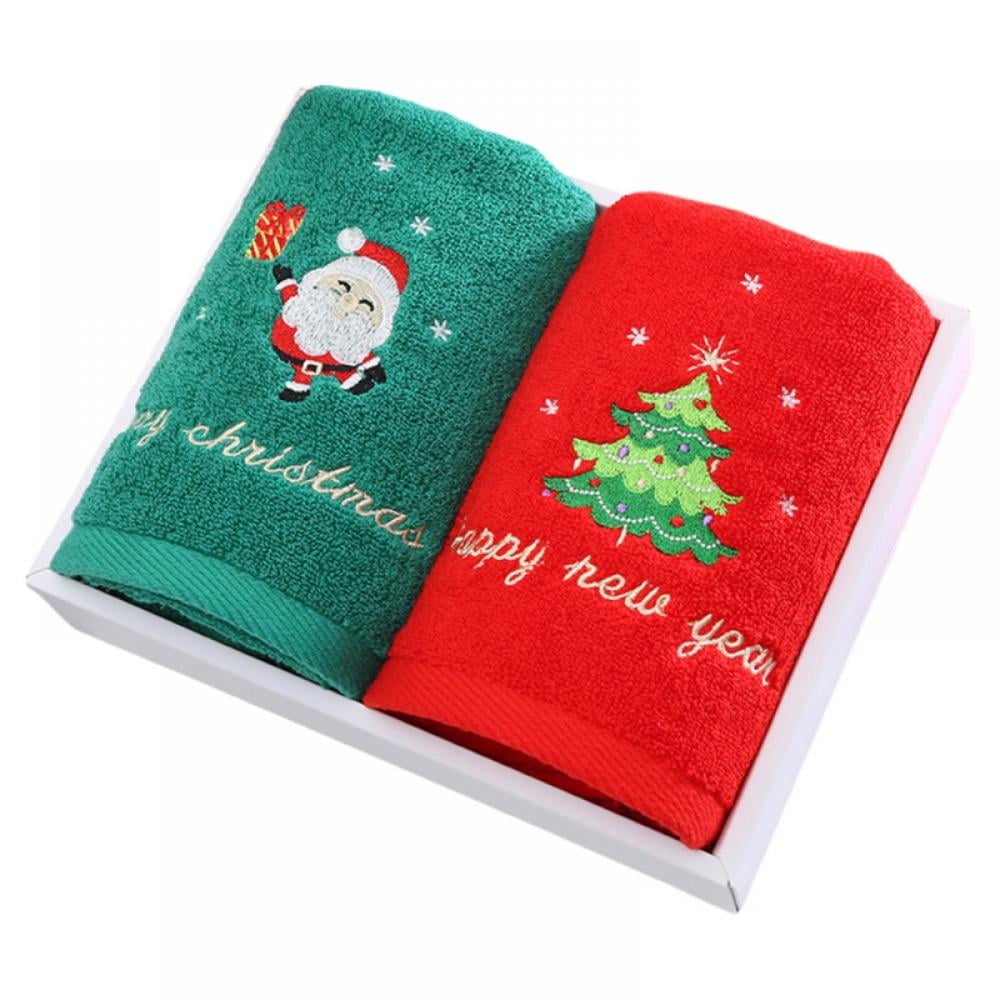 Disney Christmas Embroidered Red Car w/ Tree White Hand Towels 2 NWT 