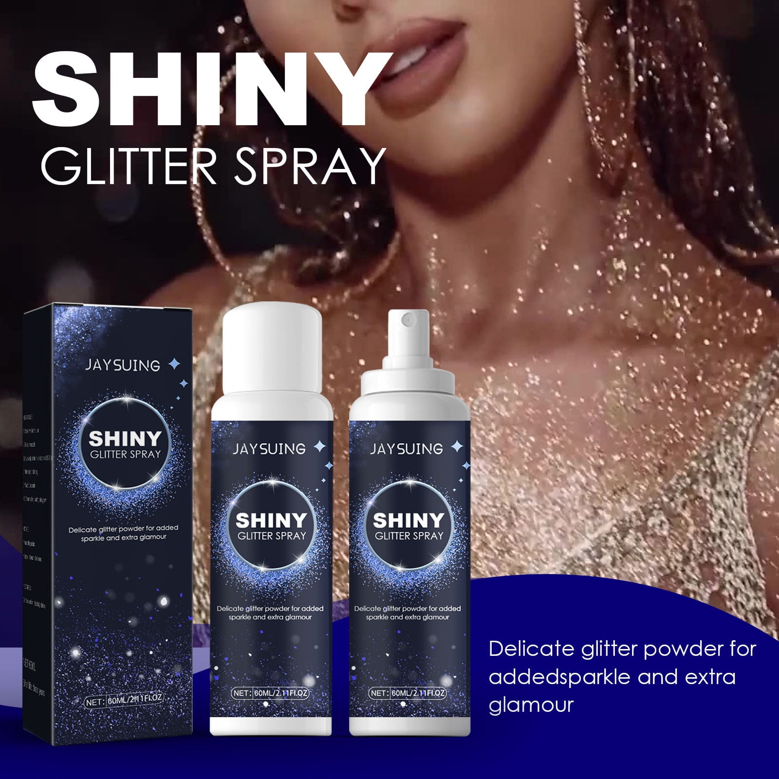 Felirenzacia 60ml Glitter Spray For Hair And Body Glitter Powder Spray  Nightclub Party Body Glitter Spray Stage Make