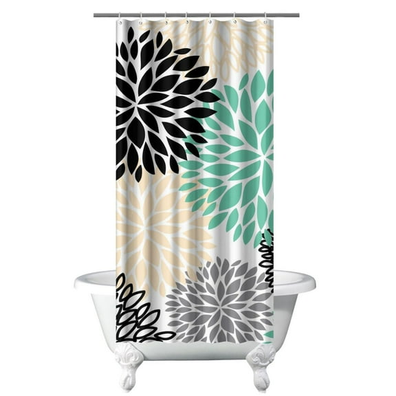 Small Stall Narrow Shower Curtain 36"W x 72"L – Tropical Bohemian Leaves, Mid-Century Abstract Boho Botanical Bathroom Decor, Vintage Floral Palm Leaf Pattern, Rustic Tribal Folk Style