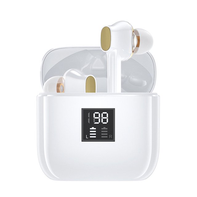 Essager Bluetooth 5.0 Auriculares deportivos Auriculares intrauditivos Auriculares inalámbricos impermeables con estuche de carga, Blanco Scienceny EL5279-02B