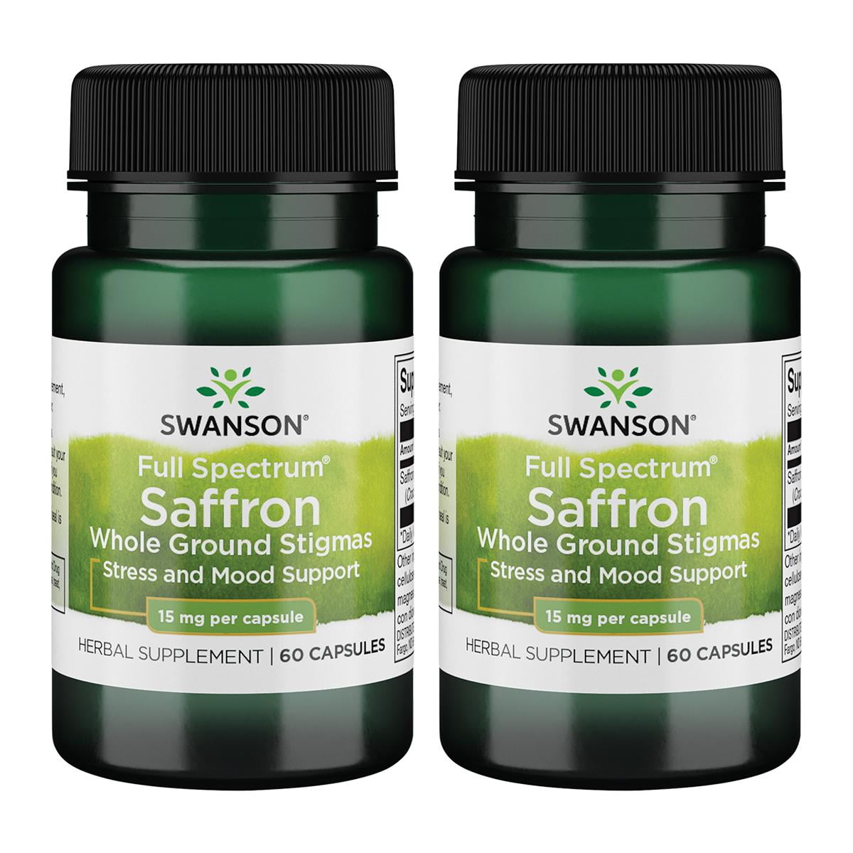 Swanson Full Spectrum Saffron Whole Ground Stigmas 15 mg 60 Caps 2 Pack