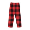 thumbnail image 3 of Vsdgher Buffalo Plaid Red Black Print Mens Pajama Pants Sleep & Lounge Pants, PJ Bottoms With elastic waistb and Pockets, 3 of 5