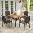 thumbnail image 4 of Vicllax Outdoor Dining Chair Patio Wicker Chairs Metal Frame for Deck Garden, Brown Rattan, Set of 4, 4 of 10
