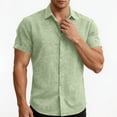 thumbnail image 6 of Men's Linen Short Sleeve Shirts Cotton Casual Lightweight Button Down Shirt Beach Vacation Summer Top Beach Shirt Mint Green M, 6 of 9