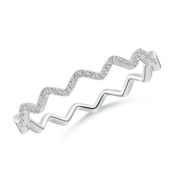 ANGARA Natural Classic Diamond Zig Zag Ring in 14K White Gold for Women (Size-0.8mm| Color-I-J| Clarity-I1-I2) | April Birthstone, Birthday, Anniversary, Jewelry Gift for Women | Natural Diamond Ring