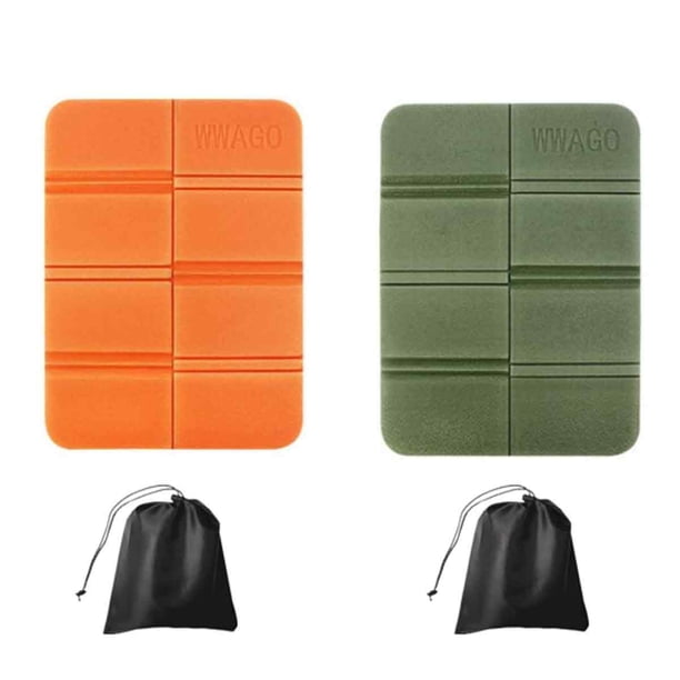 Bienvenido 2 piezas de cojín de espuma plegable cojín para senderismo cojín plegable cojín portátil impermeable al aire libre caminar camping picnic parque+2 bolsas de almacenamiento - naranja+verde