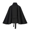 thumbnail image 4 of YUNAFFT Windproof Cape-Style Coat for Women with Stand Collar Bell Sleeves Waist Tie Belt Soft Warm Autumn Outerwear, 4 of 5