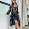 thumbnail image 1 of Ensemble de Pyjama en Satin pour Femmes Peignoir Floral et Robe de Nuit 2 Pcs Tenue de Nuit Ensemble de Nuisette, 1 of 6