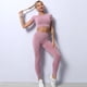 thumbnail image 5 of Conjuntos de 2 piezas para mujer, Top corto sin costuras, camiseta corta, sujetador, traje de Yoga, mallas ajustadas para gimnasio, pantalón, ropa de entrenamiento, 5 of 5
