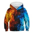 thumbnail image 3 of Byoo Toddler Boys Casual Hooded Sweatshirt Graphic Print Pullover Top with Flame Graphic Soft Comfortable Sweatshirts for Child, Blue, 3 of 4