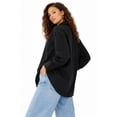 thumbnail image 2 of Forever 21 WGA Long Sleeve Poplin Oversized Shirt, Color- Black, Size- S, 2 of 5
