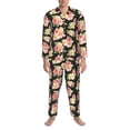 thumbnail image 3 of Sikiie Rose Flowers Mens Pajama Set, Soft Warm Long Sleeve Sleepwear, Cozy Button-Down Pjs for Men-Large, 3 of 7