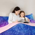 thumbnail image 5 of Manfei Purple Blue Galaxy Full Size Comforter Sets for Teens, Mystic Glitter Stars Print Bedding Comforter Set, Starry Sky Reversible Bedding Sets, Microfiber Bedroom Decor, 3pcs, 5 of 9